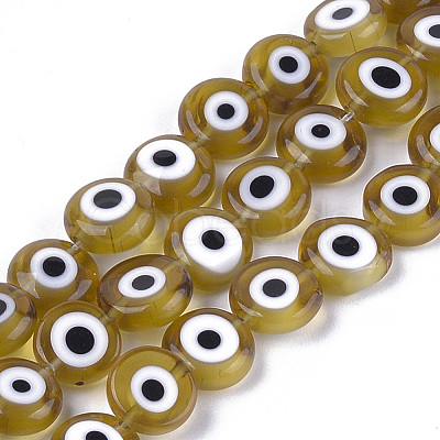 Handmade Evil Eye Lampwork Beads Strands X-LAMP-S191-02C-07-1