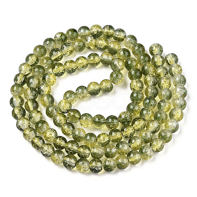 Two-Tone Crackle Baking Painted Transparent Glass Beads Strands X-CCG-T004-8mm-01-1