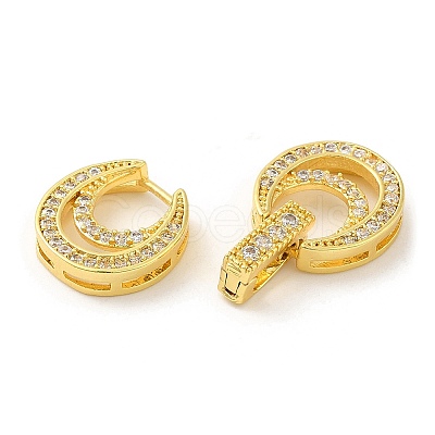 Rack Plating Brass Micro Pave Clear Cubic Zirconia Fold Over Clasps KK-H447-18G-1