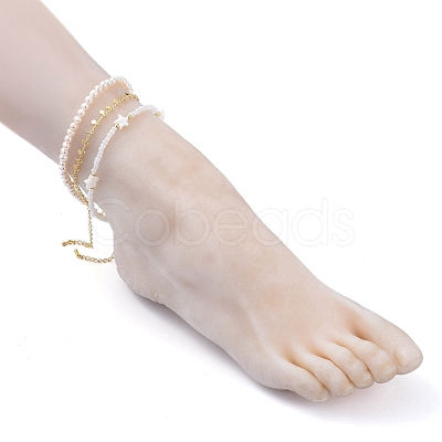 Brass Anklets Sets AJEW-AN00293-1