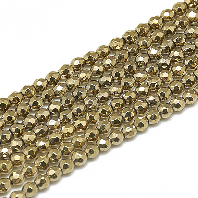 Electroplate Synthetic Hematite Beads Strands G-S300-27D-2mm-1