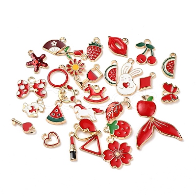 30Pcs 30 Style Light Gold Alloy Enamel Pendants ENAM-YW0001-81-1