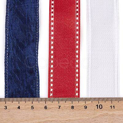 9 Yards 3 Styles Independence Day Polyester & Polycotton Ribbons Sets SRIB-A015-02A-04-1