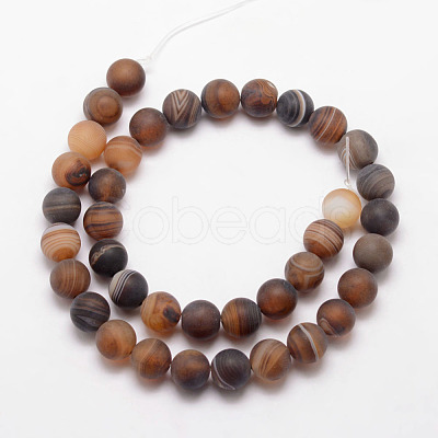 Natural Striped Agate/Banded Agate Bead Strands X-G-K166-12-8mm-04-1