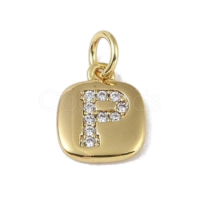 Rack Plating Brass Micro Pave CLear Cubic Zirconia Charms KK-E110-14G-P-1