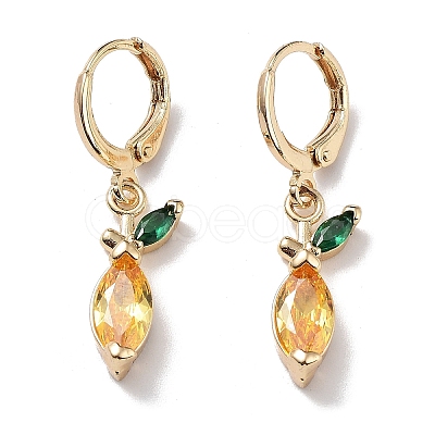 Real 18K Gold Plated Brass Dangle Leverback Earrings EJEW-L269-039G-1