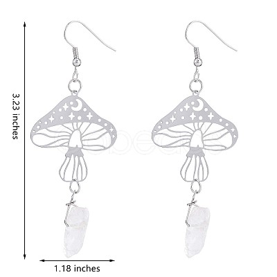 Alloy Mushroom with Clear Acrylic Nugget Dangle Earrings JE980A-1