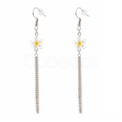 Millefiori Glass Flower Dangle Earrings Set EJEW-JE04468-1