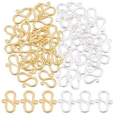 PandaHall Elite 40Pcs 2 Colors Brass S-Hook Clasps KK-PH0006-19-1