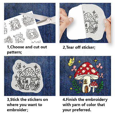 4 Sheets 11.6x8.2 Inch Stick and Stitch Embroidery Patterns DIY-WH0455-116-1