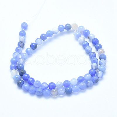 Natural Blue Chalcedony Beads Strands X-G-G765-30-6mm-1