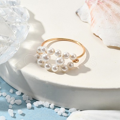 Round Shell Pearl Finger Rings RJEW-TA00153-1