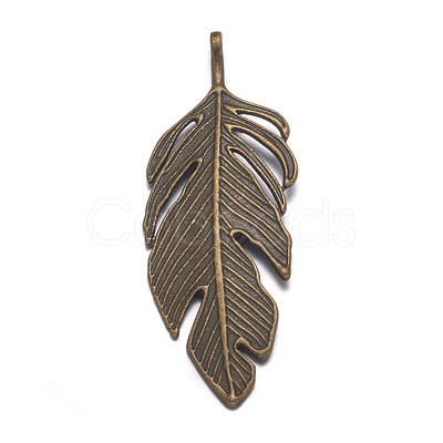 Tibetan Style Alloy Leaf Big Pendants PALLOY-A15448-AB-1