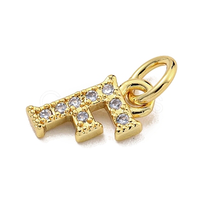 Initial Letter Brass with Cubic Zirconia Charms KK-Q814-26F-G-1