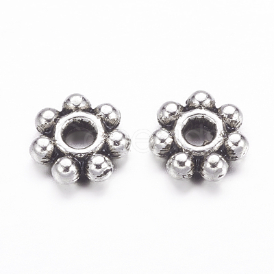 Tibetan Style Alloy Daisy Spacer Beads LF0991Y-AS-RS-1