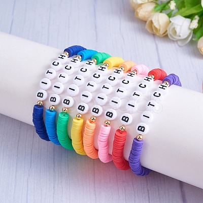 8Pcs 8 Colors Polymer Clay Heishi Surfer Stretch Bracelets Set BJEW-SW00084-1