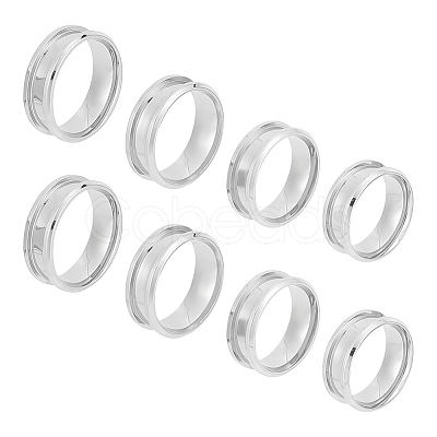 Unicraftale 16pcs 4 Size 201 Stainless Steel Grooved Finger Ring Settings STAS-UN0044-29-1