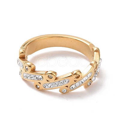 Crystal Rhinestone Oval Bar Finger Ring RJEW-D120-04B-G-1