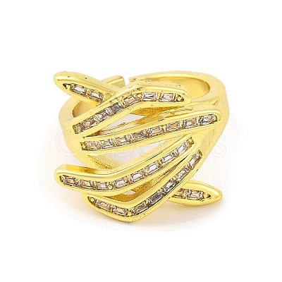 Hug Hand Brass Micro Pave Cubic Zirconia Adjustable Rings for Women RJEW-U003-25A-G-1