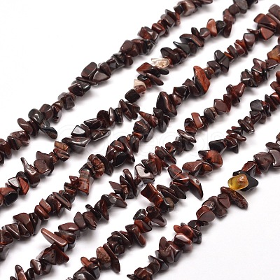 Natural Tiger Eye Chip Bead Strands G-M205-36-1