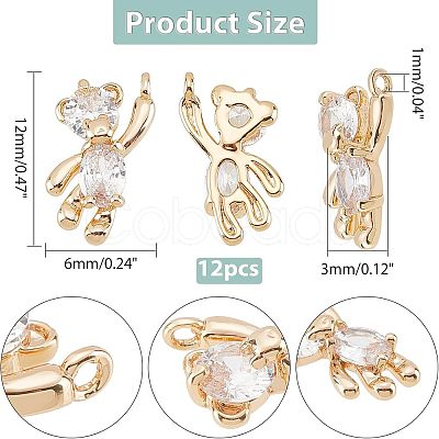 CHGCRAFT 12Pcs Brass Clear Cubic Zirconia Charms KK-CA0003-22-1