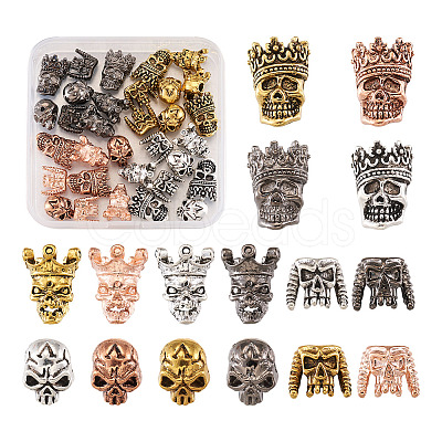 Fashewelry 32Pcs 16 Styles Tibetan Style Alloy Beads FIND-FW0001-13-1