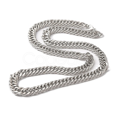 Iron Cuban Link Chain Necklaces for Women Men NJEW-A028-01D-P-1