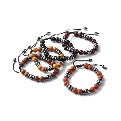 Synthetic Hematite Beads Bracelet for Men Women BJEW-JB06755-1