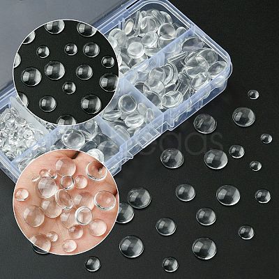 400Pcs Transparent Glass Cabochons GGLA-YW0001-15-1