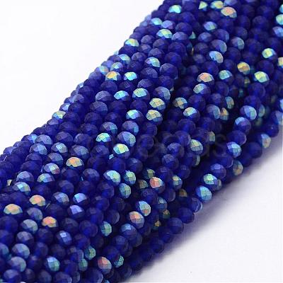 Half AB Color Plated Faceted Rondelle Glass Bead Strands EGLA-L007-F09-2mm-1