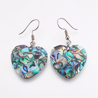 Abalone Shell/Paua Shell Dangle Earrings EJEW-F147-C-1