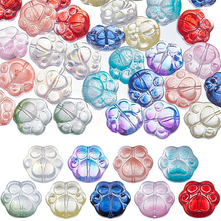 SUNNYCLUE 54Pcs 9 Colors Transparent Spray Painted Glass Beads GLAA-SC0001-80-1