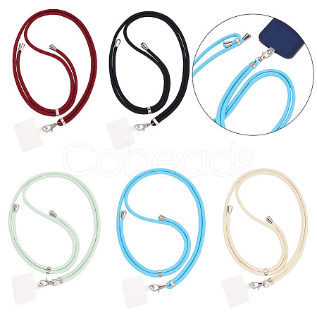 AHADERMAKER 5 Sets 5 Colors Adjustable Nylon Phone Lanyards for Around The Neck AJEW-GA0005-50-1