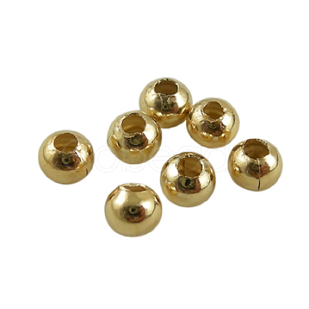 Eco-Friendly Brass Smooth Round Beads KK-D322-G-5mm-RS-1