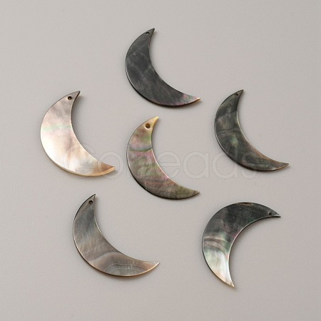 Natural Black Lip Shell Pendants SSHEL-WH0001-36B-1