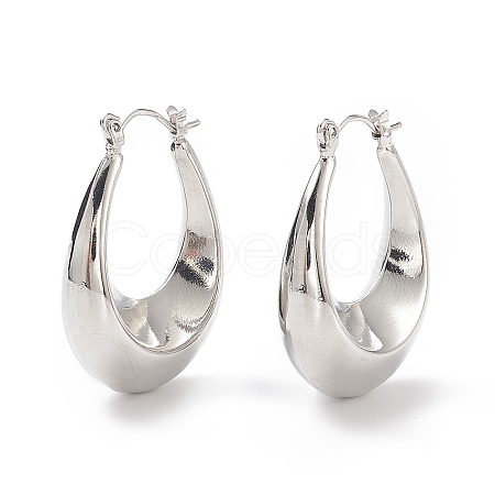 Brass Teardrop Thick Hoop Earrings for Women EJEW-I270-07P-1