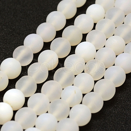 Frosted Natural White Agate Beads Strands X-G-F377-6mm-1