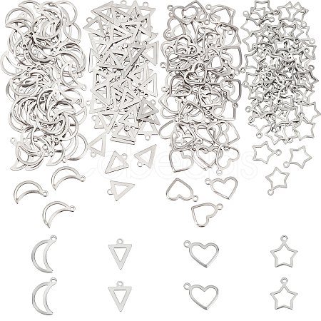 DICOSMETIC 240Pcs 4 Style 304 Stainless Steel Open Pendants STAS-DC0005-65-1