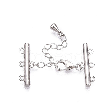 Anti-Tarnish Rhodium Plated 925 Sterling Silver Necklace Layering Clasps STER-N016-14P-1