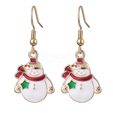 Christmas Theme Alloy Enamel Dangle Earrings EJEW-JE05830-03-1