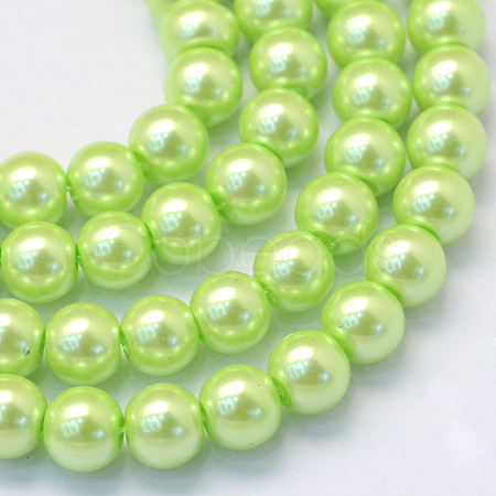 Baking Painted Pearlized Glass Pearl Round Bead Strands X-HY-Q330-8mm-07-1