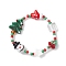 Christmas Theme Glass Beaded Stretch Bracelets, Christmas Tree & Snowman & Gift Bracelets for Women, Colorful, Inner Diameter: 2-1/8 inch(5.5cm)