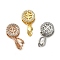 Rack Plating Brass Micro Pave Clear Cubic Zirconia Ice Pick Pinch Bails, Long-Lasting Plated, Lead Free & Cadmium Free, Round, Mixed Color, 17x8.5x4.5mm, Hole: 5x2mm, Pin: 0.7mm