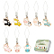 16Pcs 8 Style 304 Stainless Steel Threaders, with Alloy Enamel Pendant, Cow, Mixed Color, 49~51mm, 2pcs/style