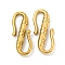 Ion Plating(IP) 304 Stainless Steel S-Hook Clasps, Double Snap Hook, Real 18K Gold Plated, 22.5x9.5x3mm, Hole: 9x3.5mm