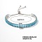 Brass Aquamarine Rhinestone Box Chain Slider Bracelets for Women, Platinum, 10-1/4 inch(26cm)