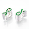 Alloy Enamel Awareness Ribbon Large Hole European Beads, Silver Color Plated, Lime Green, 11x6x8mm, Hole: 5mm