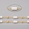 Handmade Natural Howlite Beaded Chains, Real 18K Gold Plated Plated Brass Chains, Soldered, with Spool, Long-Lasting Plated, 4~5x2~2.5mm, Beads: 2mm, Link: 2x1x0.2mm and 2x1.5x0.2mm, about 32.8 Feet(10m)/roll