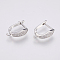 Brass Micro Pave Cubic Zirconia Hoop Earring Findings with Latch Back Closure, Clear, Platinum, 19x5x15mm, Hole: 1.5mm, Pin: 1.2mm