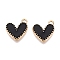 Rack Plating Alloy Enamel Charms, Heart Charm, Golden, Black, 14.5x13x2mm, Hole: 1.6mm